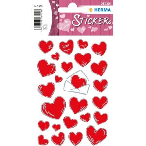 HERMA Schmucketiketten DECOR Herzen & Briefe silber...