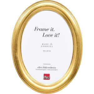 Овальна фоторамка HB 18x18 см, золота, вручну виготовлена з натурального дерева