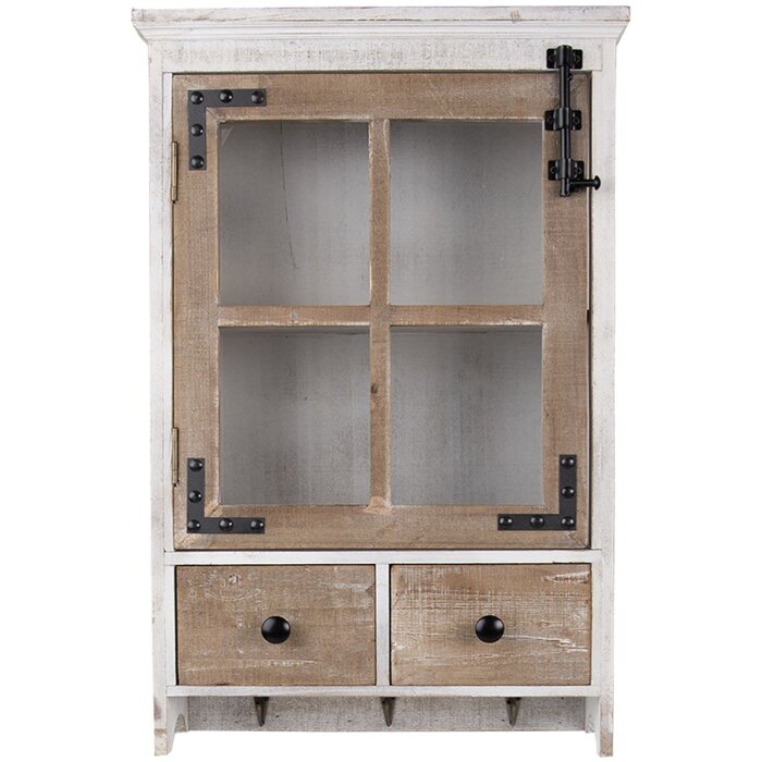 Clayre & Eef 5H0640 Настенный шкаф 38x14x58 см белый - коричневый