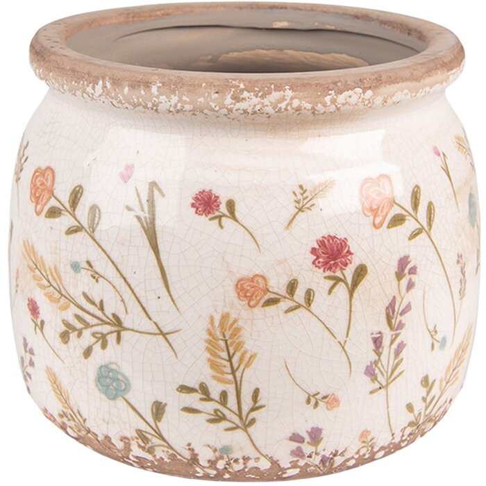 Clayre & Eef 6CE1551L Декоративный цветочный горшок Ø 20x15 см Розовый - Зеленый
