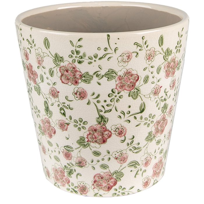 Clayre & Eef 6CE1566L Декоративный цветочный горшок Ø 19x18 см Розовый - Бежевый