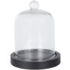 Скляний дзвіночок Clayre & Eef 6GL4038 Ø 10x14 см Чорний Деревяна основа кругла