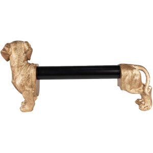 Clayre & Eef 6PR3637 Держатель для кухонных рулонов Dog Gold Black 46x15x21 см