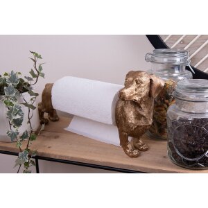 Clayre & Eef 6PR3637 Держатель для кухонных рулонов Dog Gold Black 46x15x21 см