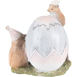 Clayre & Eef 6PR3824 Прикраса Пташеня 12x9x12 см Сірий - Коричневий