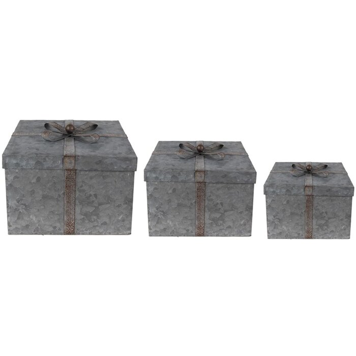 Ящики для зберігання Clayre & Eef 6Y4891 24x24x18 - 20x20x15 - 16x16x12 см Сірий