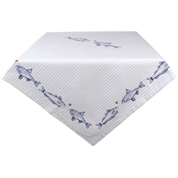 Clayre & Eef SSF05 Скатерть 150x250 см бело-голубой прямоугольник