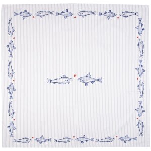 Clayre & Eef SSF05 Скатерть 150x250 см бело-голубой прямоугольник