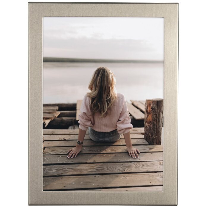 Hama алюминиевая фоторамка Riva 13x18 см титан настольная подставка портрет-ландшафт