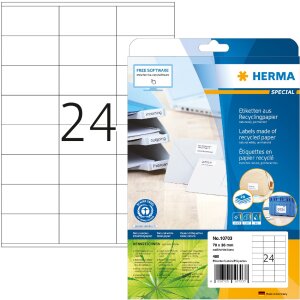 HERMA 10703 Этикетки из переработанной бумаги A4 70x36 мм...