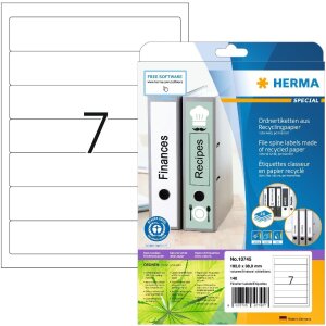HERMA 10745 Этикетки для папок A4 192x38 мм белые...