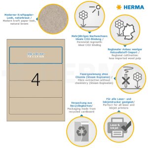 HERMA 10760 Этикетки для папок 192 x 61 мм натуральные коричневые с постоянным клеем 80 шт.