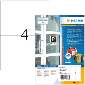 HERMA 10773 Атмосферостойкие этикетки A4 105x148 мм белые...