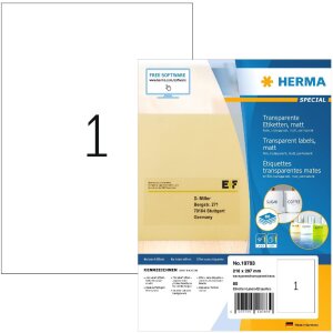 HERMA 10783 Этикетки из прозрачной пленки A4 210x297 мм...