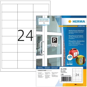 HERMA 10792 Атмосферостойкие этикетки A4 66x33,8 мм белые...