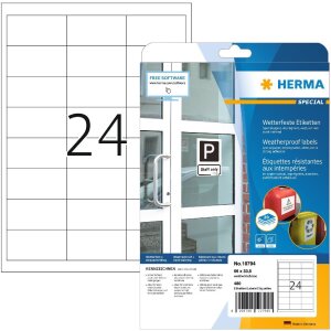 HERMA 10794 Этикетки погодоустойчивые 66x33,8 мм белые...