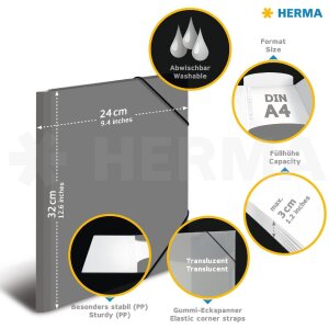 HERMA 19655 Папка А4 PP неоново-жовта Міцна еластична застібка