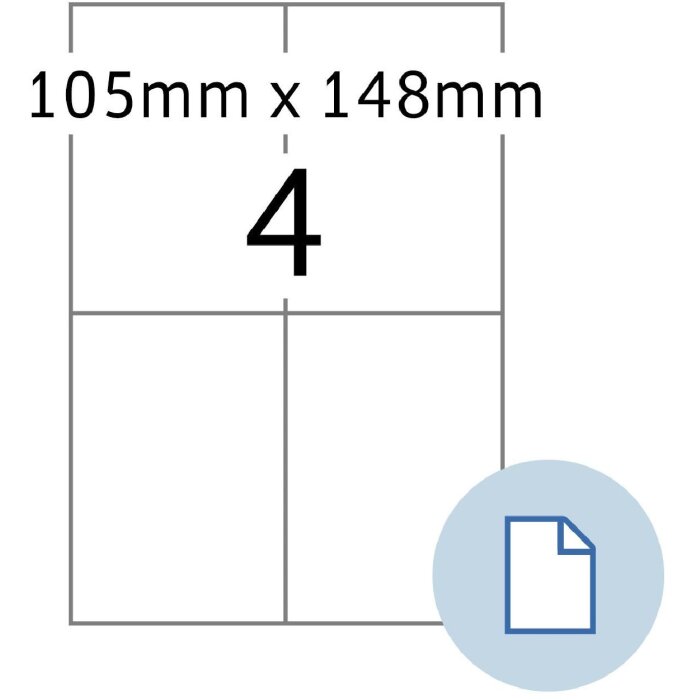 HERMA 58104 Етикетки листові А4 плівка ПЕ біла 105x148.50мм 250 аркушів