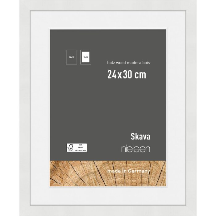 Nielsen деревянная фоторамка Skava белая 24x30 см с паспарту 18x24 см
