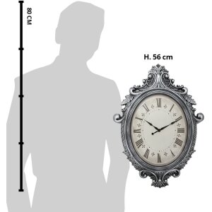 Настінний годинник Clayre & Eef 5KL0236 сріблясто-бежевий 56x6x76 см - 1xAA