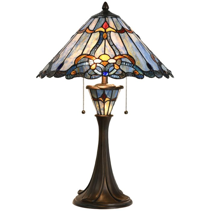 Настольная лампа LumiLamp 5LL-6313 Tiffany голубая Ø 40x61 см E27-max 2x60W