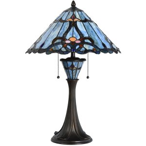 Настольная лампа LumiLamp 5LL-6313 Tiffany голубая Ø 40x61 см E27-max 2x60W