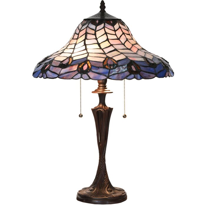 Настольная лампа LumiLamp 5LL-6338 Tiffany голубая Ø 40x60 см E27-max 2x60W