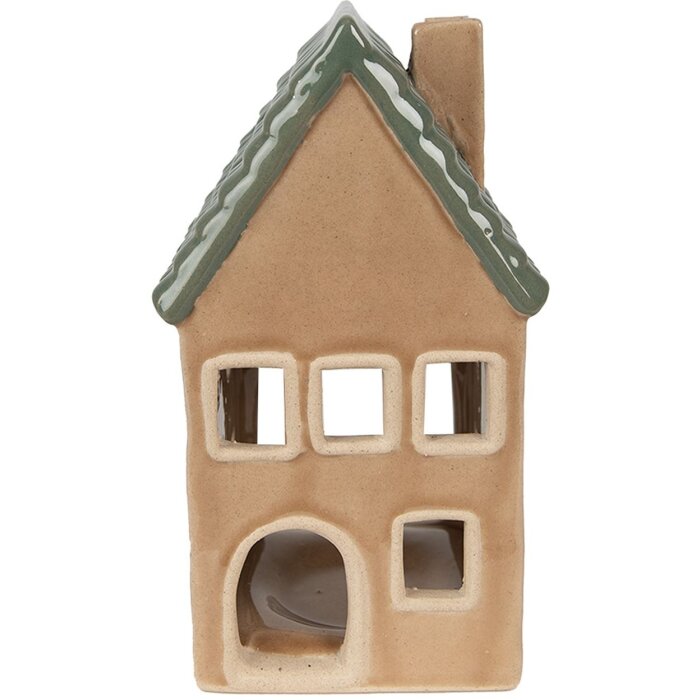 Підсвічник Clayre & Eef 6CE1600 Різдвяний котедж коричневий, зелений 8x8x15 см