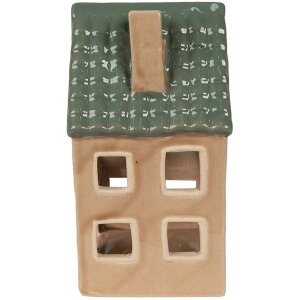Підсвічник Clayre & Eef 6CE1600 Різдвяний котедж коричневий, зелений 8x8x15 см