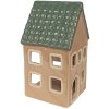 Підсвічник Clayre & Eef 6CE1600 Різдвяний котедж коричневий, зелений 8x8x15 см