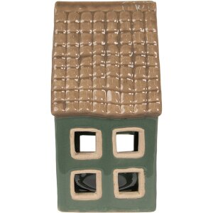Підсвічник Clayre & Eef 6CE1601 Різдвяний котедж зелений коричневий 9x8x15 см