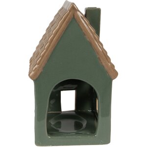 Підсвічник Clayre & Eef 6CE1601 Різдвяний котедж зелений коричневий 9x8x15 см