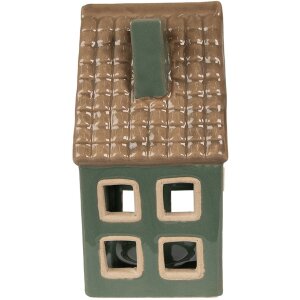 Підсвічник Clayre & Eef 6CE1601 Різдвяний котедж зелений коричневий 9x8x15 см