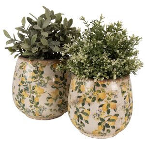 Горщик для квітів Clayre & Eef 6CE1608L Бежево-жовтий Ø 18x17 см
