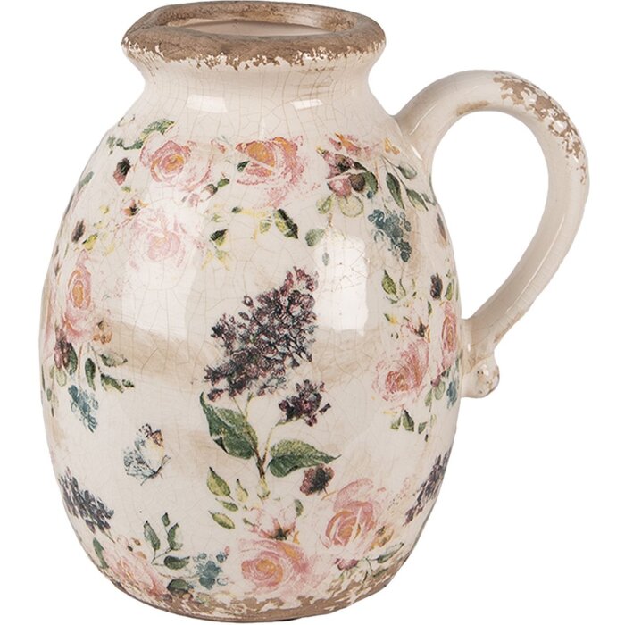 Глечик декоративний Clayre & Eef 6CE1613M Бежево-рожевий 17x13x18 см