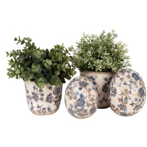 Горщик для квітів Clayre & Eef 6CE1619L Бежево-блакитний Ø 17x16 см