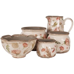 Clayre & Eef 6CE1624M Декоративный кувшин Бежево-розовый 17x12x18 см