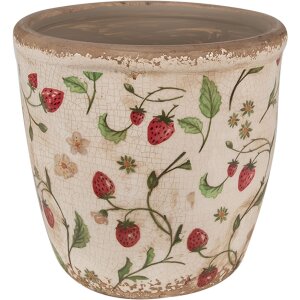 Clayre & Eef 6CE1631L Цветочный горшок бежево-красный Ø 16x16 см Стиль кантри