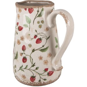 Clayre & Eef 6CE1633L Декоративный кувшин бежево-красный керамический 21x15x23 см Стиль кантри