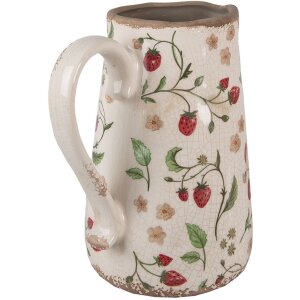 Clayre & Eef 6CE1633L Декоративный кувшин бежево-красный керамический 21x15x23 см Стиль кантри