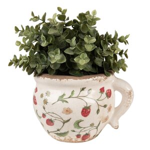 Clayre & Eef 6CE1635 Цветочный горшок бежево-красный керамический 17x14x12 см стиль кантри