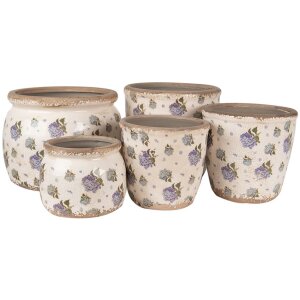 Горщик для квітів Clayre & Eef 6CE1638L Бежево-синій Ø 16x16 см