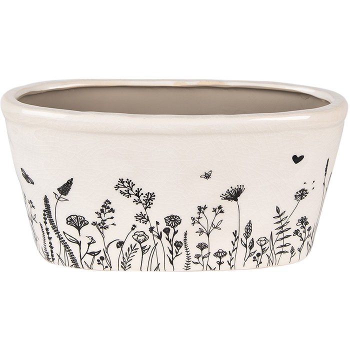 Горшок для комнатных цветов Clayre & Eef 6CEFAF0003M бежево-черный 23x11x11 см
