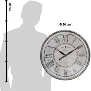 Настінний годинник Clayre & Eef 6KL0815 Сіро-бежевий Ø 50x6 см - 1xAA