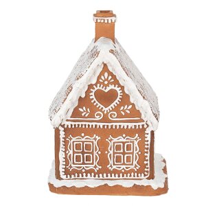 Clayre & Eef 6PR3974 Украшение Дом со светодиодами коричневый 13x13x18 см- 3xAAA