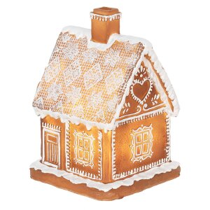 Clayre & Eef 6PR3974 Украшение Дом со светодиодами коричневый 13x13x18 см- 3xAAA