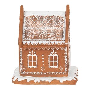 Clayre & Eef 6PR3975 Декоративний будиночок зі світлодіодом коричневий 15x12x17 см - 3xAAA