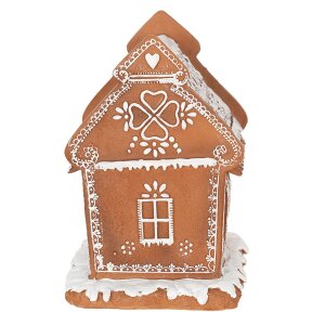 Clayre & Eef 6PR3975 Декоративний будиночок зі світлодіодом коричневий 15x12x17 см - 3xAAA