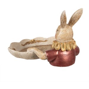 Clayre & Eef Декоративний кролик з мискою золотого кольору, бежевий 22x21x15 см