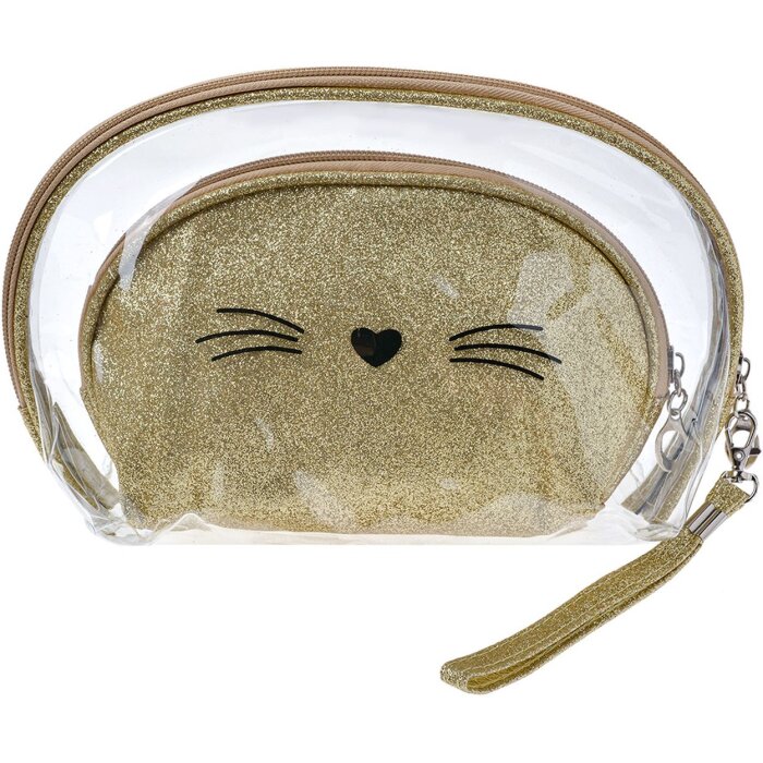 Juleeze JZSET0002GO Косметичка золотого кольору (набір з 2 штук) 24x15 - 19x12 см
